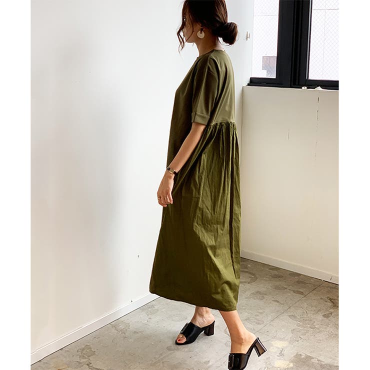 ワンピース バックギャザー 切替[品番：FI000006194]｜futier land