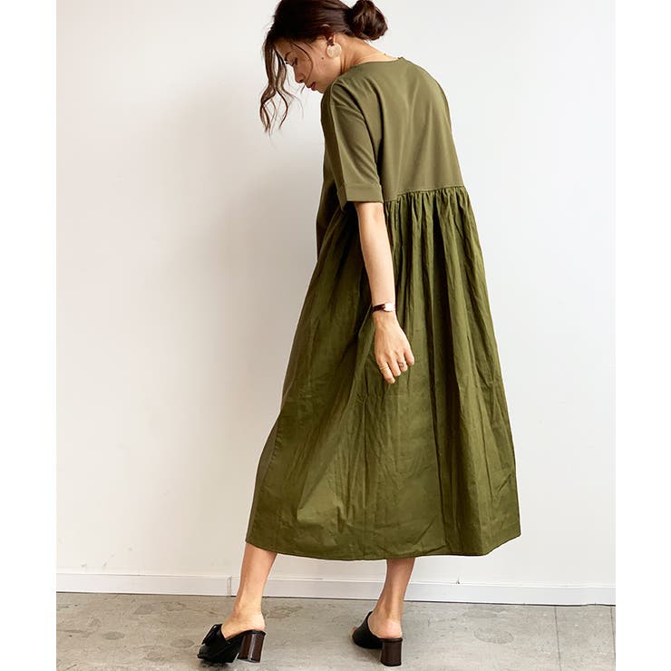 ワンピース バックギャザー 切替[品番：FI000006194]｜futier land