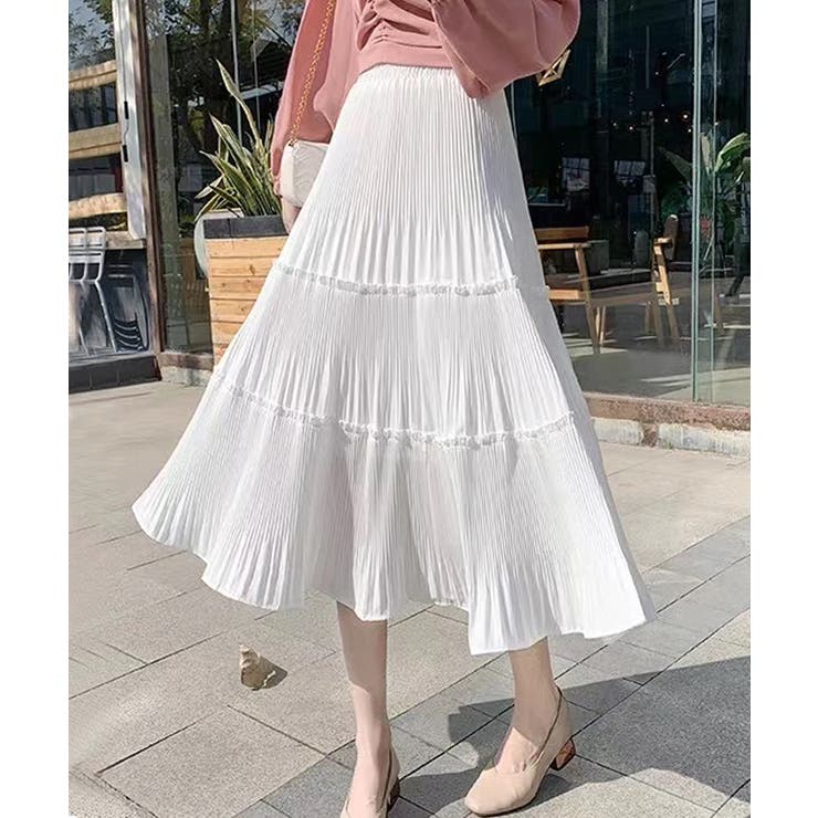 ティアードスカート ロングスカート プリーツスカート[品番