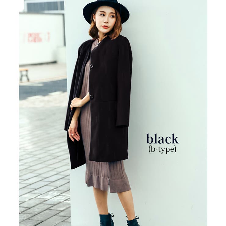 N.O.R.C ダークグレー チェスターコート WEB限定/OUTLET】【SKINNY】ウールブレンドニットチェスター