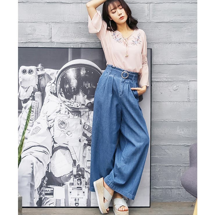 Lサイズ】feerique デニムワイドパンツ｜BIGI online store