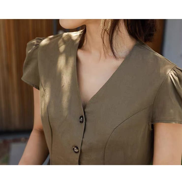 【美品】louren ローレン フロントボタンボリュームワンピース F ローレン louren front button volume onepiece フロントボタン