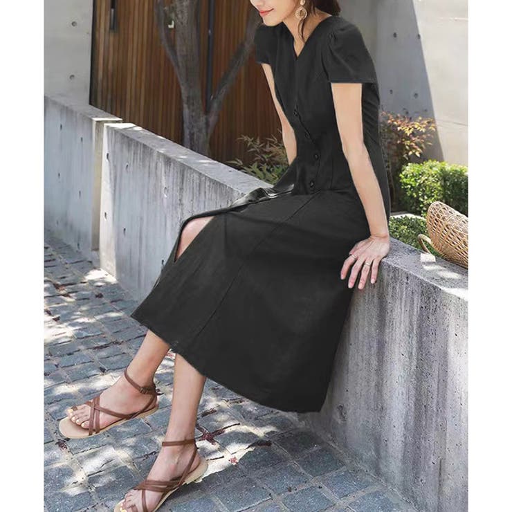 【美品】louren ローレン フロントボタンボリュームワンピース F ローレン louren front button volume onepiece フロントボタン