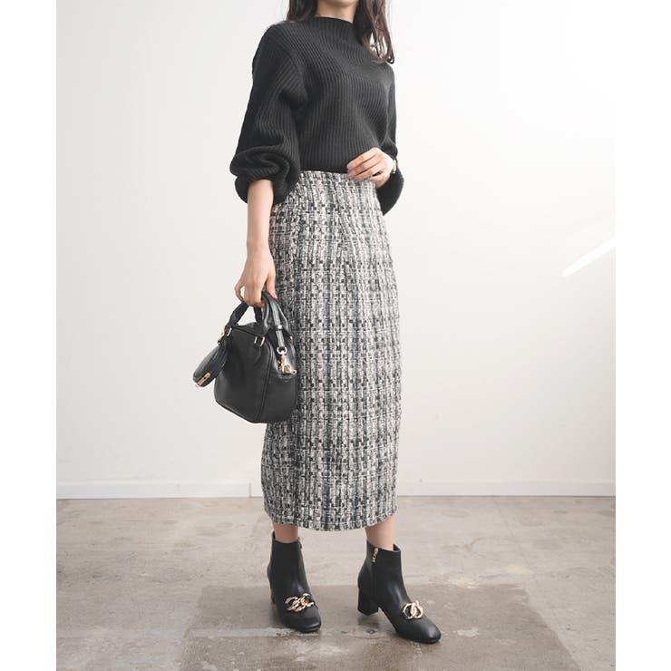 ツイードスカート タイトスカート ナロースカート[品番：FI000007058