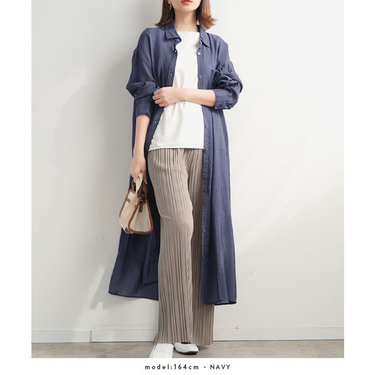 シャツワンピース シアーシャツ シースルー[品番：FI000006640