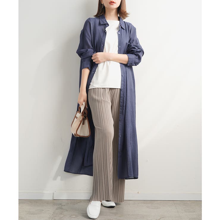 シャツワンピース シアーシャツ シースルー[品番：FI000006640