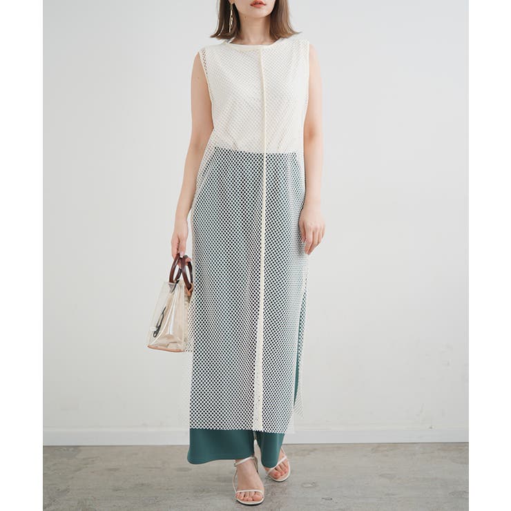メッシュ ロングワンピース カットメッシュ[品番：FI000007270