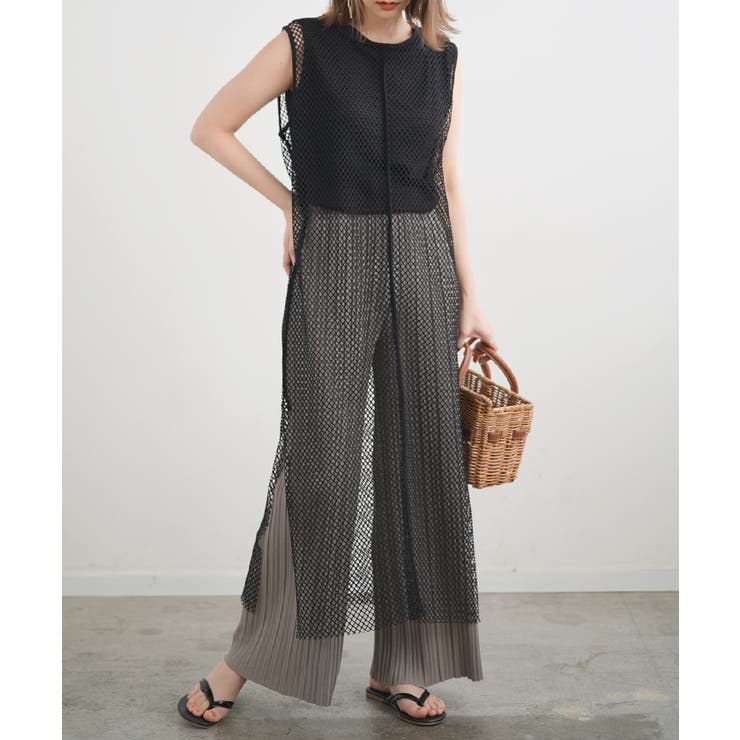 メッシュ ロングワンピース カットメッシュ[品番：FI000007270
