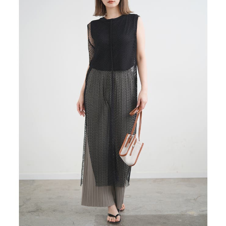 メッシュ ロングワンピース カットメッシュ[品番：FI000007270