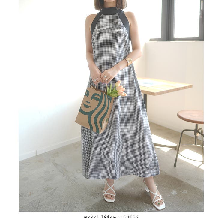 関税込■Acne Studios■ギンガムプリント ホルターネックドレス Andy/アンディ】シフォン カットアウト ドット柄 ホルターネック