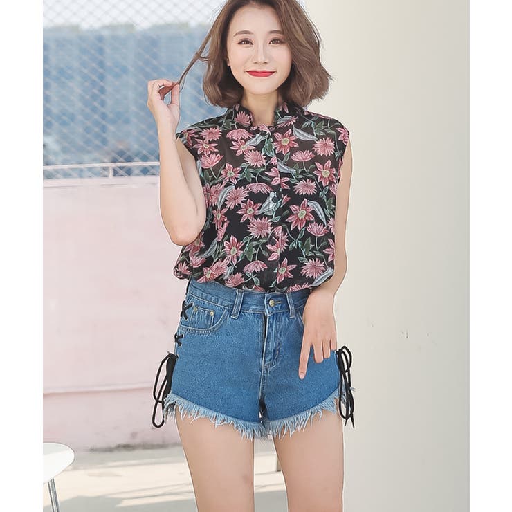 デニム ショートパンツ レースアップ unknown グランジ レースアップ