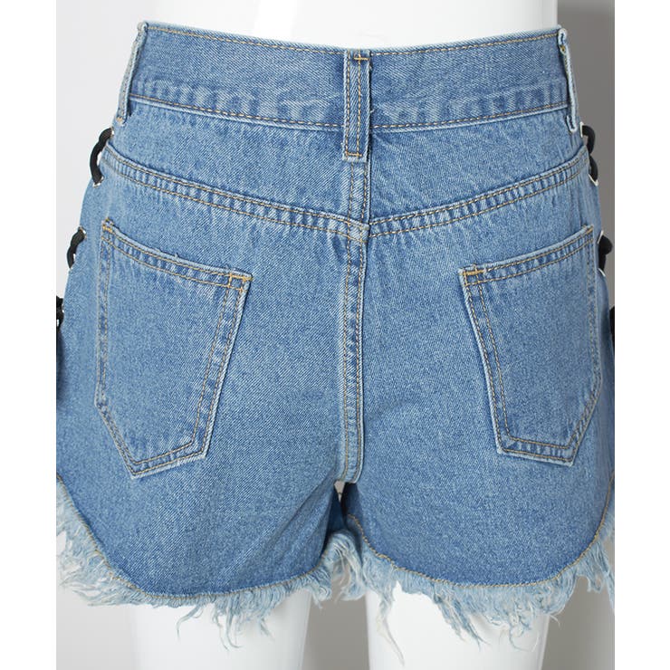 デニム ショートパンツ レースアップ[品番：FI000004982