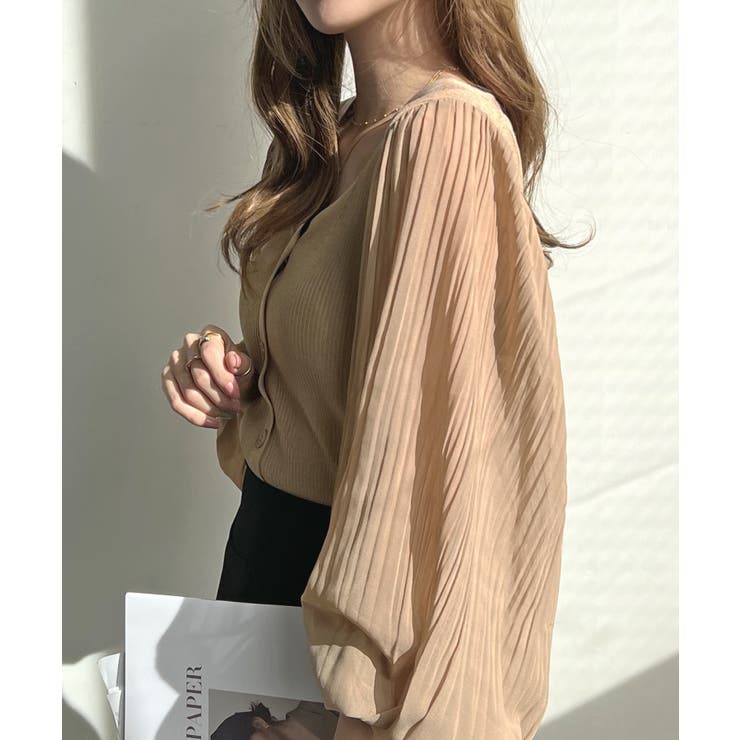 選べる2タイプひんやり涼しい。シアーバルーン袖ネックカーディガン | futier land | 詳細画像12 