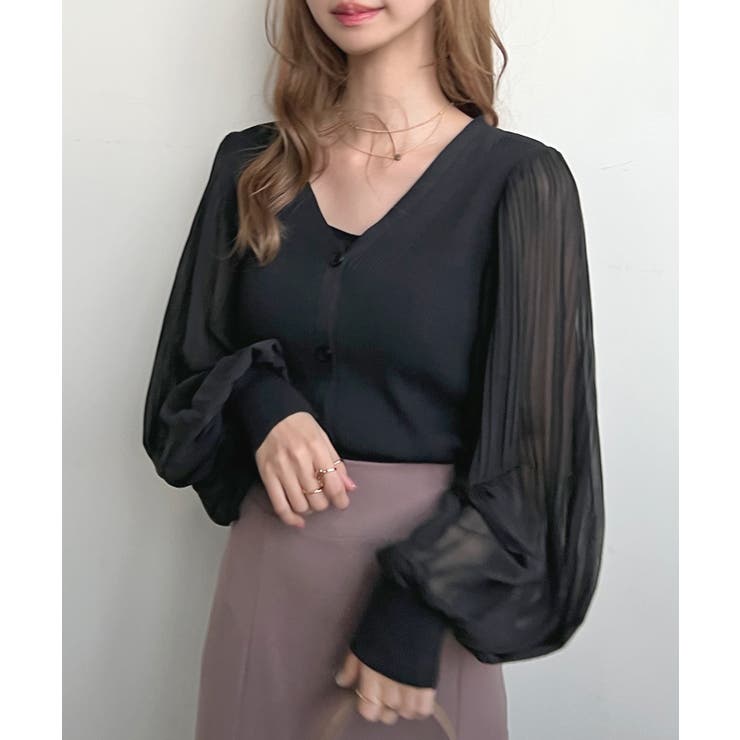 選べる2タイプひんやり涼しい。シアーバルーン袖ネックカーディガン | futier land | 詳細画像24 