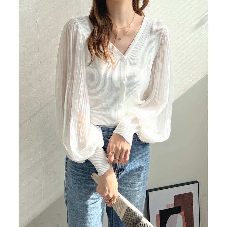 選べる2タイプひんやり涼しい。シアーバルーン袖ネックカーディガン | futier land | 詳細画像26 