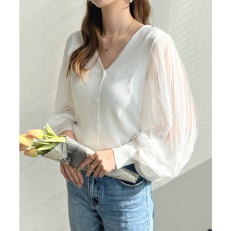 選べる2タイプひんやり涼しい。シアーバルーン袖ネックカーディガン | futier land | 詳細画像28 