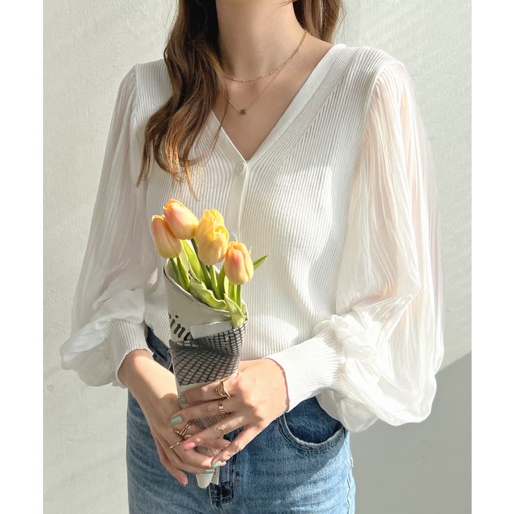 選べる2タイプひんやり涼しい。シアーバルーン袖ネックカーディガン | futier land | 詳細画像29 