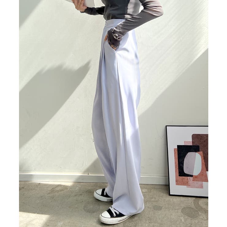 綺麗ライン大人しなやかの落ち感。ハイウエストツータックスラックス | futier land | 詳細画像32 