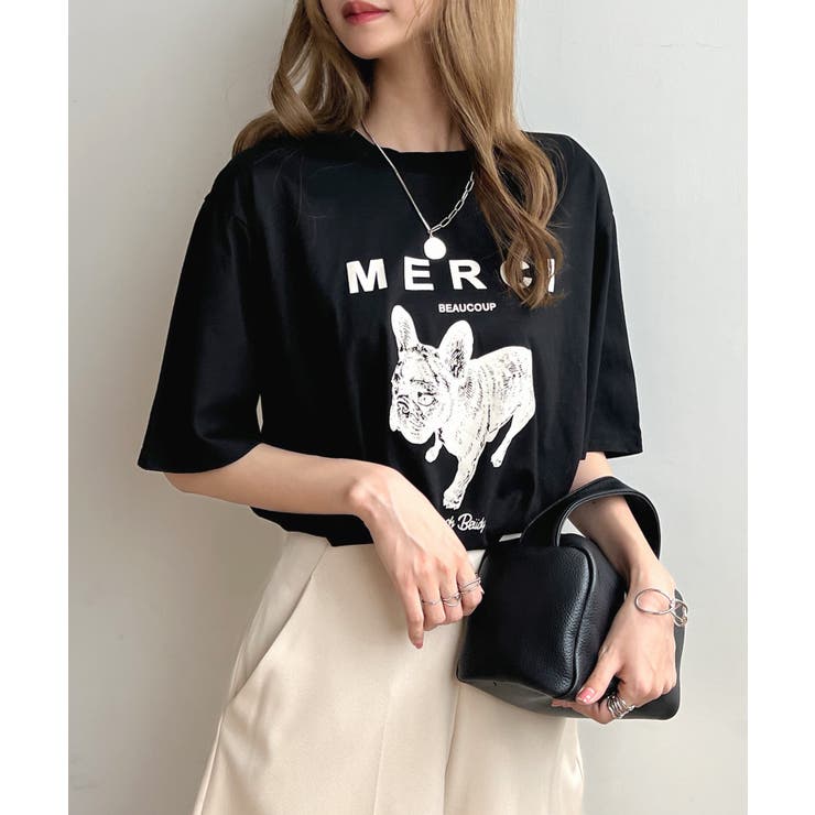 犬ロゴがかわいい！半袖MERCIロゴTシャツ | futier land | 詳細画像18 