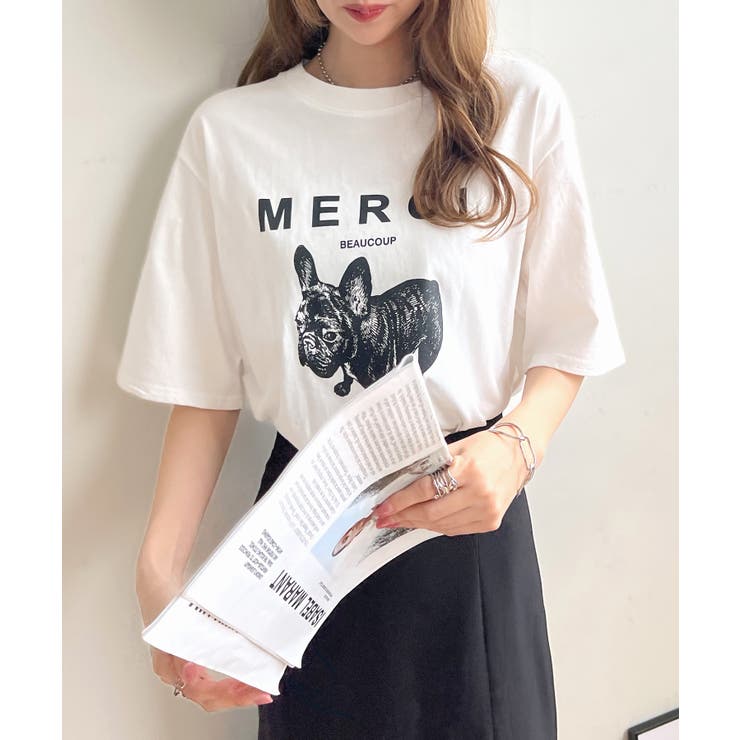 犬ロゴがかわいい！半袖MERCIロゴTシャツ | futier land | 詳細画像23 
