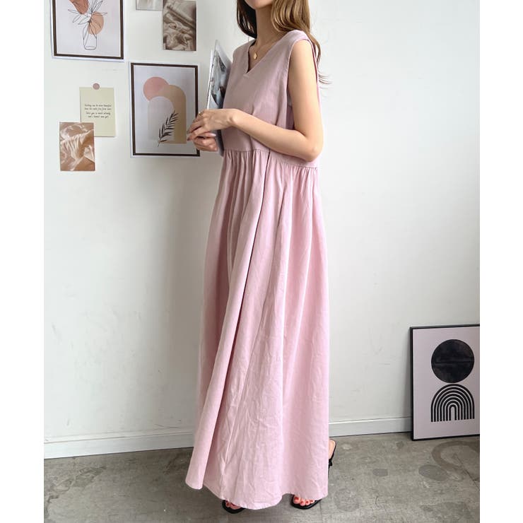 美品♡シビラ Demikitte. Nリネンロングワンピース　フレア 洗える 美品♡シビラ Demikitte. Nリネンロングワンピース フレア