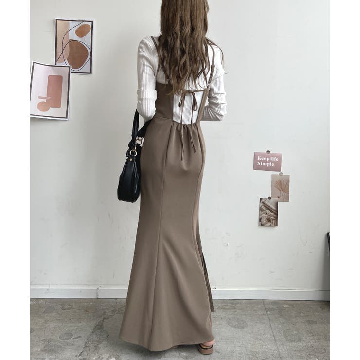 360°女性らしい美シルエット。リボンマーメイドキャミワンピース