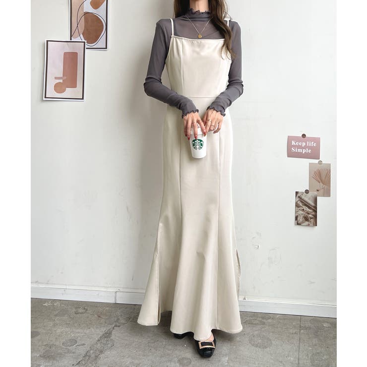 アイボリー | 360°女性らしい美シルエット。リボンマーメイドキャミワンピース  | futier land