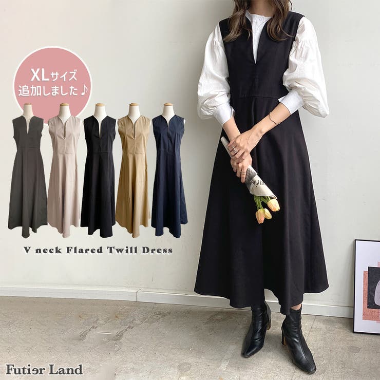 上品へ着こなす大人可愛さ。Vネックフレアワンピース | futier land | 詳細画像1 