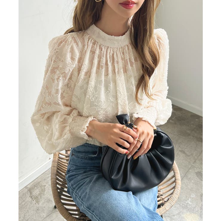 美品♡レリアン パール レース ブラウス バルーンスリーブ 近年モデル 23SS レースブラウス チュールブラウス レディース ブラウス 長袖 姫