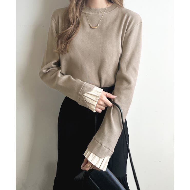 大人さりげないバイカラー。袖フリルニットトップス | futier land | 詳細画像10