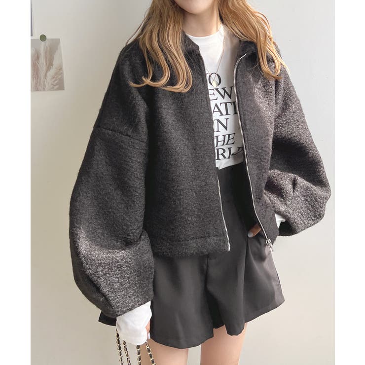 なおDemi-Luxe ファーショートジャケット グレー　S 楽天市場】ENC エンク layered design short jacket