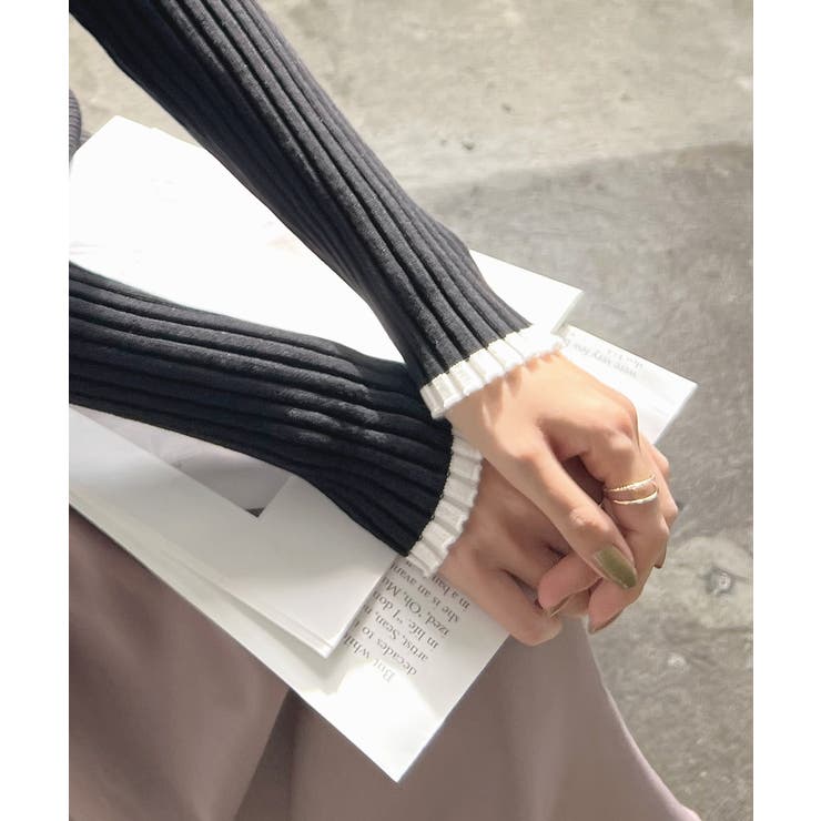 リブラインが華奢見え効果◎ パイピングリブニット | futier land | 詳細画像12 