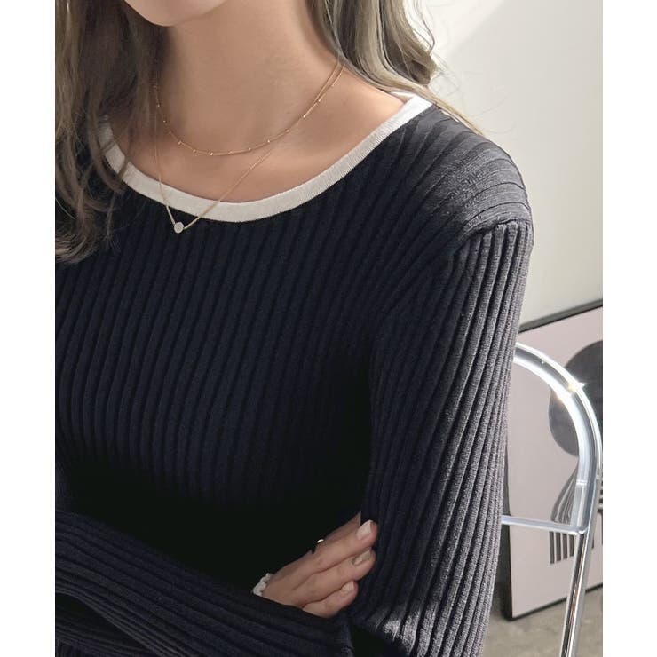 リブラインが華奢見え効果◎ パイピングリブニット | futier land | 詳細画像13 