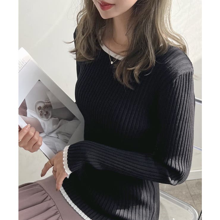 リブラインが華奢見え効果◎ パイピングリブニット | futier land | 詳細画像15 