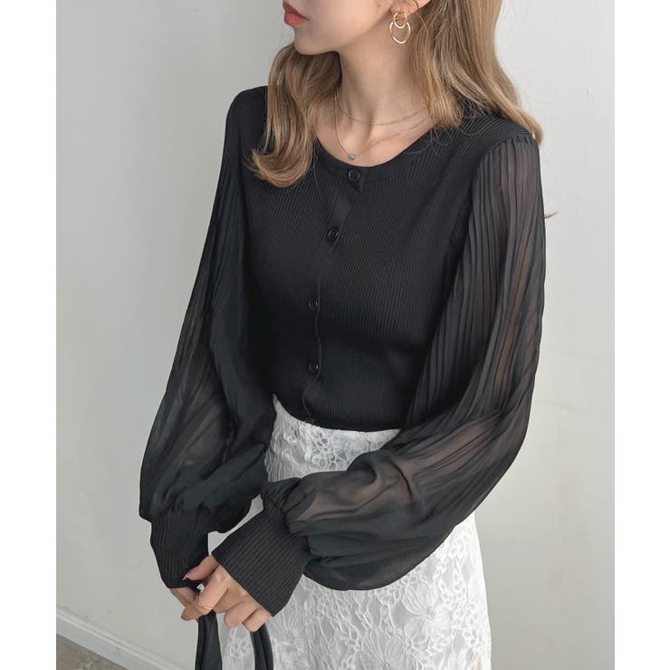 選べる2タイプひんやり涼しい。シアーバルーン袖ネックカーディガン | futier land | 詳細画像39 