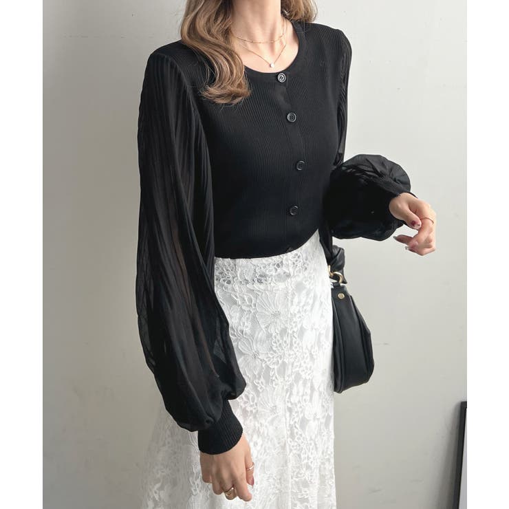 選べる2タイプひんやり涼しい。シアーバルーン袖ネックカーディガン | futier land | 詳細画像41 