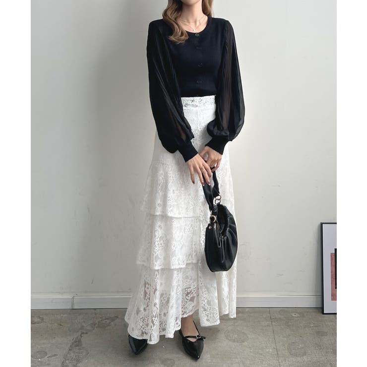 選べる2タイプひんやり涼しい。シアーバルーン袖ネックカーディガン | futier land | 詳細画像42 