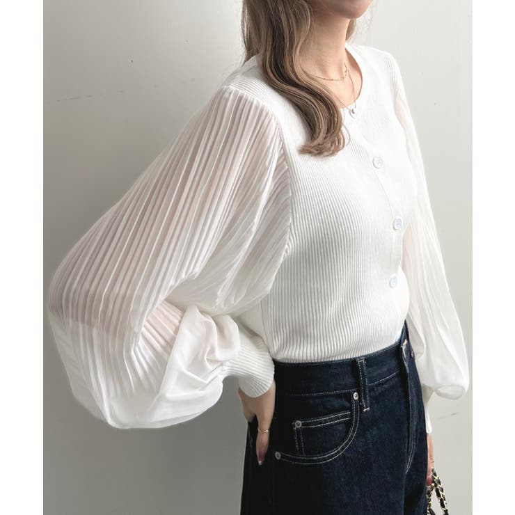 選べる2タイプひんやり涼しい。シアーバルーン袖ネックカーディガン | futier land | 詳細画像44 