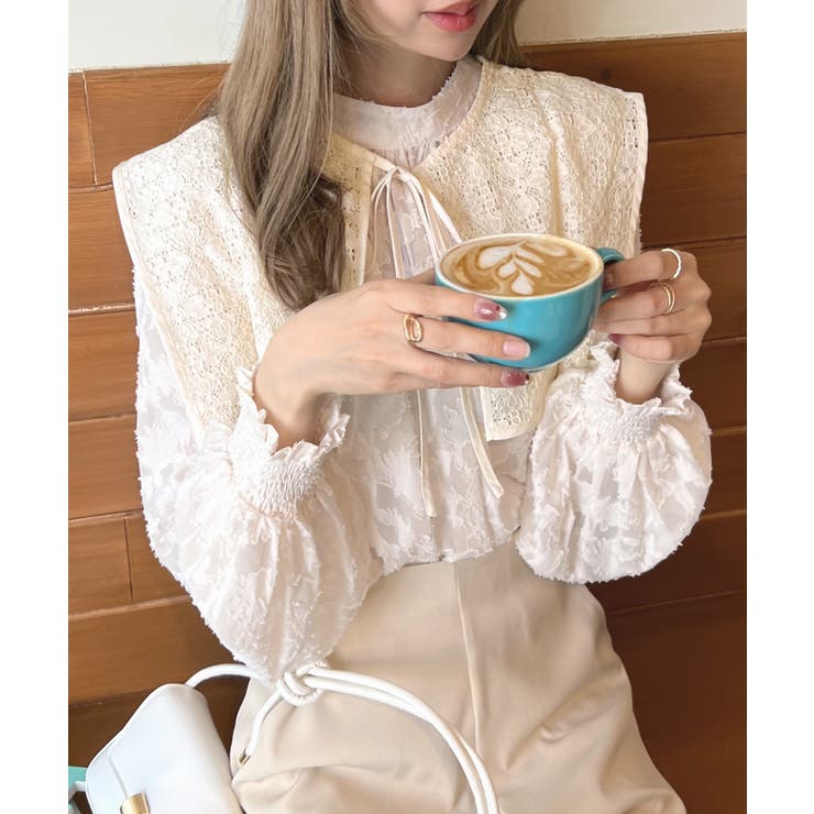 ZOZO限定商品】ジャガード切り替えペプラムカットソーハーフ