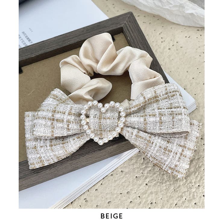 No.37リボンヘアゴム☆ゴールドハートライン☆ホワイト No.37リボンヘアゴム☆ゴールドハートライン☆ホワイト