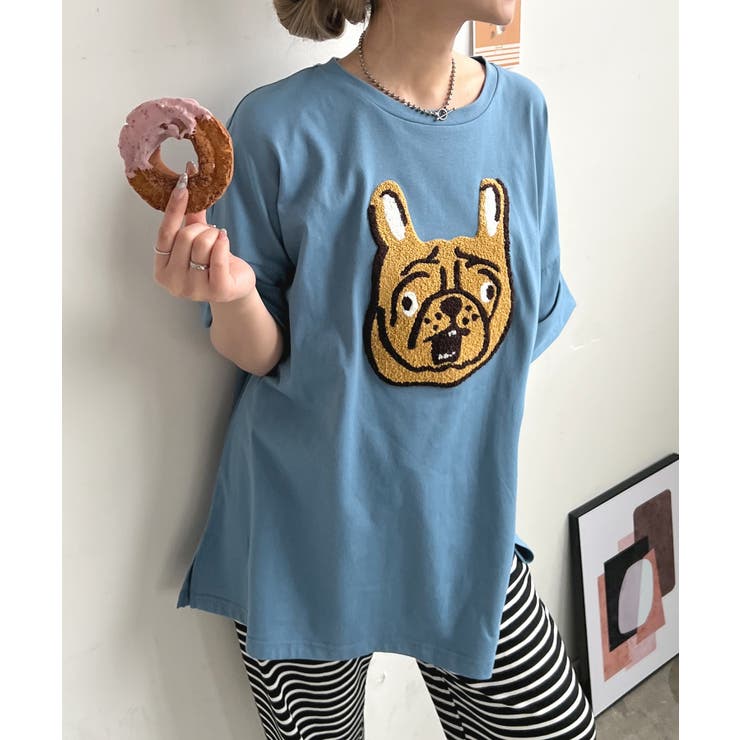 ブローチ 犬 刺繍 ワッペン バッチ KS55024【Animal road