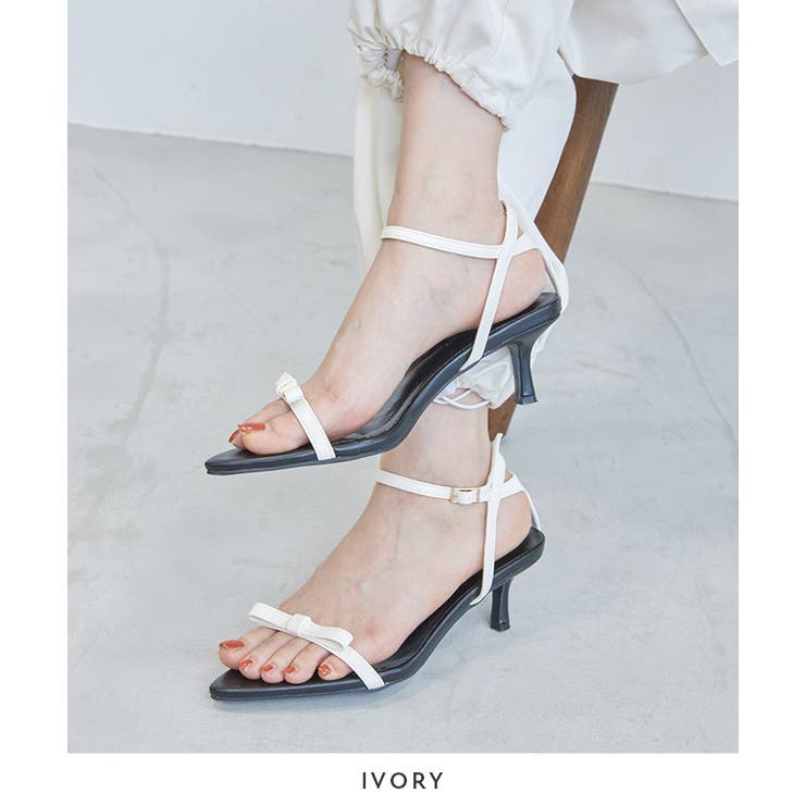 華奢な細リボンで旬のトレンド。細リボンストラップポインテッドトゥサンダル | futier land | 詳細画像8 