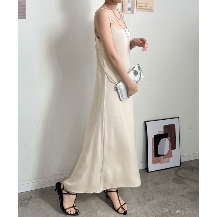 KAREN MILLEN ロング丈ドレス ワンピース サテン 無地 ロングワンピース サテン ドレス[品番：FI000008286]｜futier