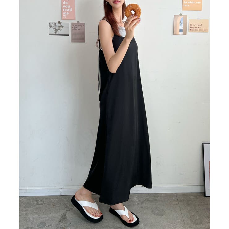 ロングワンピース サテン ドレス[品番：FI000008286]｜futier