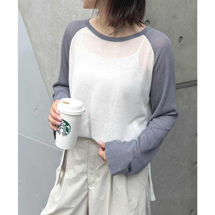 《ABYSアビス コラボ》合わやすいツートンカラー。シアーラグランTシャツ | futier land | 詳細画像1