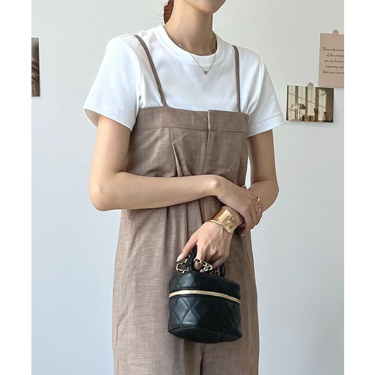 低身長向けに大人っぽく着こなせる♪》リネンライクベアトップ