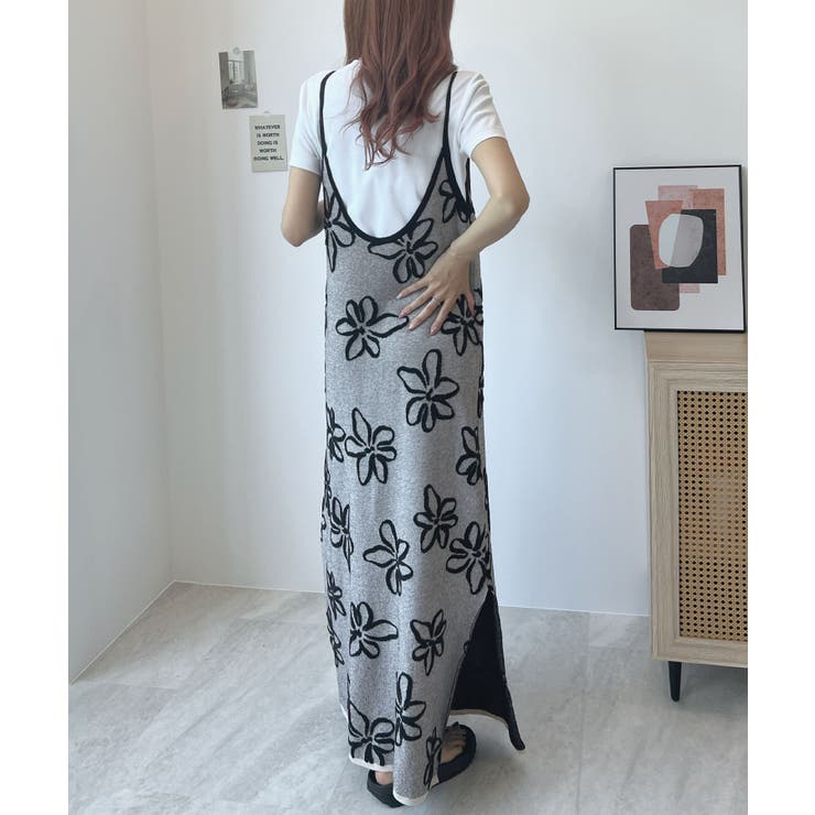 ❀新品　未使用❀スナイデルホーム 花柄キャミワンピース ネイビー　プラカップ付き 手洗い可／無地・花柄】ジョーゼットキャミワンピ（キャミ