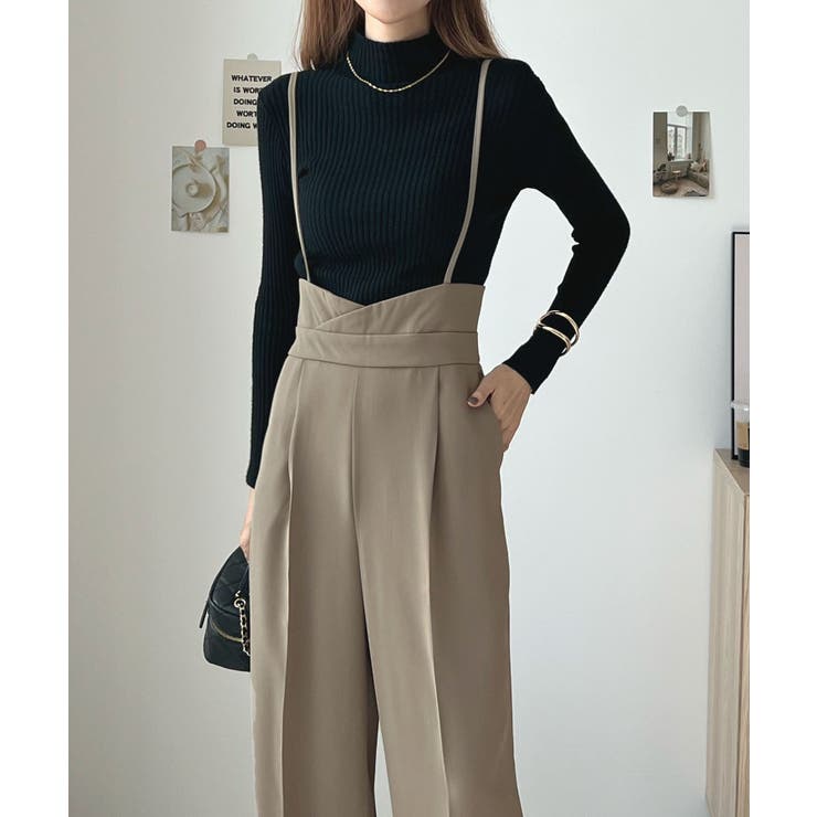 スタイルアップ効果で美脚を叶える。ハイウエストキャミサロペットスラックス | futier land | 詳細画像11 