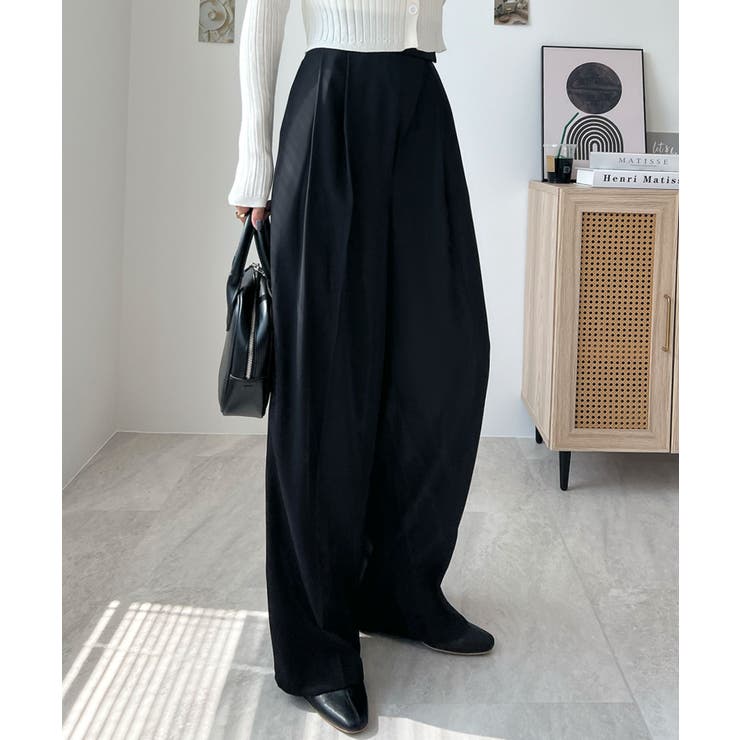 ブラック | ベルトいらないモードなスタイル。 テープベルトタックスラックス | futier land