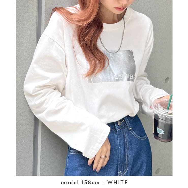程良い厚みとゆとりあるサイズ感♪【綿100％】箔プリント長袖Tシャツ | futier land | 詳細画像5 